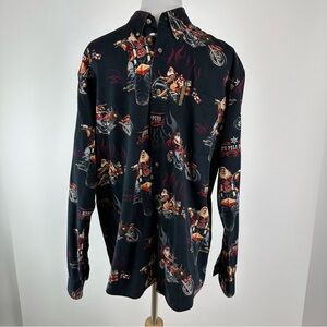 North River North Pole Choppers Motorcycle Christmas Button Down Shirt Medium